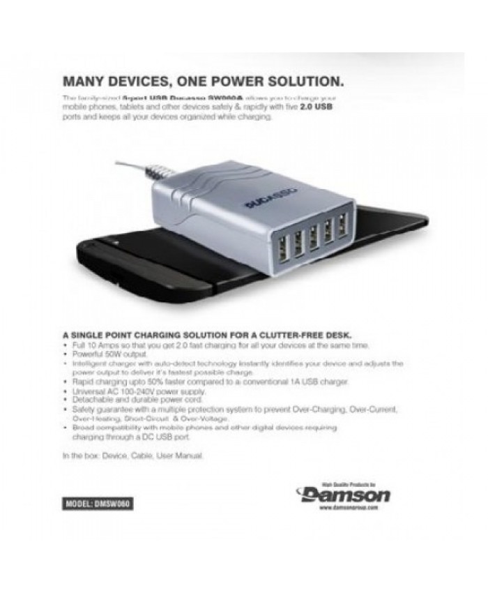 CORSECA WALL CHARGER SW060 5 PORT INTELLIGENT CHIP