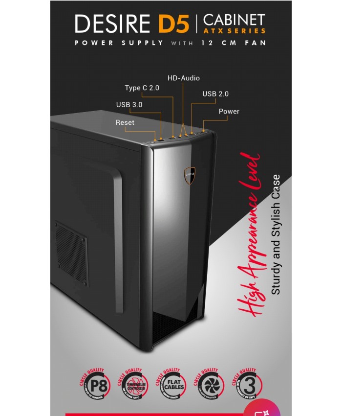 CIRCLE CABINET WITH SMPS USB 3.0 TYPE C DESIRE D5