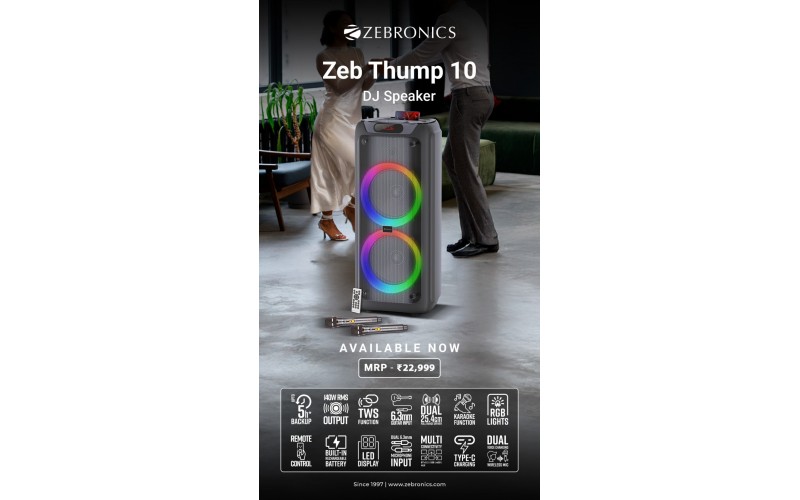 ZEBRONICS SPEAKER DJ TROLLY THUMP10