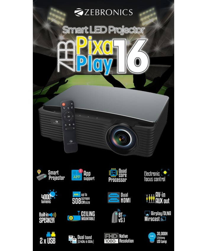 ZEBRONICS LED PROJECTOR PIXA PLAY 16