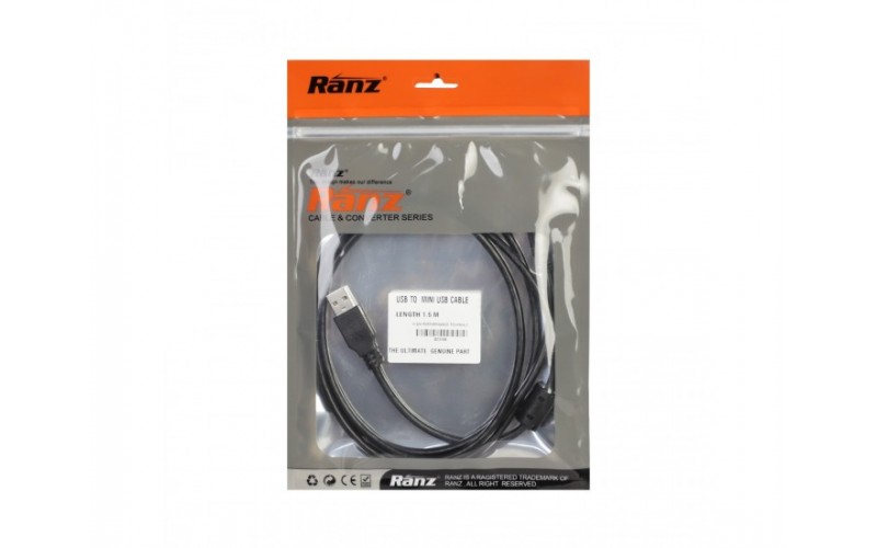 RANZ USB TO MINI USB PREMIUM CABLE 1.5MTR