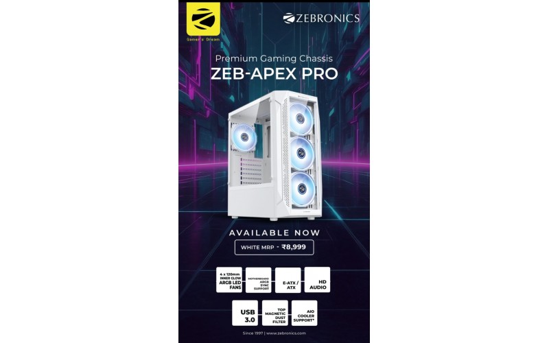 ZEBRONICS GAMING CABINET APEX PRO WHITE