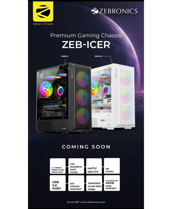 ZEBRONICS GAMING CABINET ICER WHITE