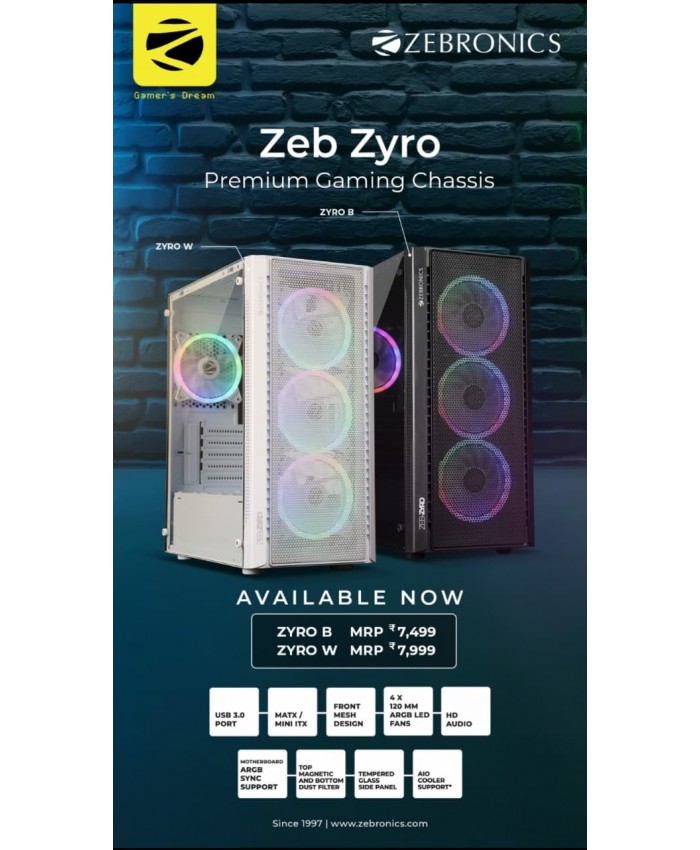 ZEBRONICS GAMING CABINET ZYRO WHITE 