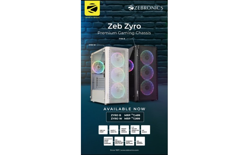 ZEBRONICS GAMING CABINET ZYRO WHITE 