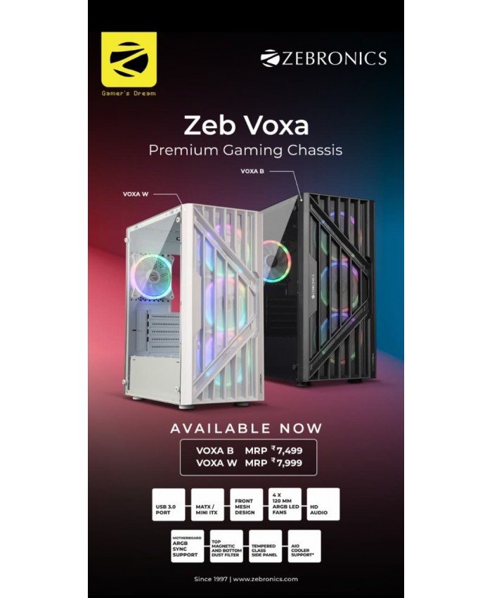 ZEBRONICS GAMING CABINET VOXA WHITE