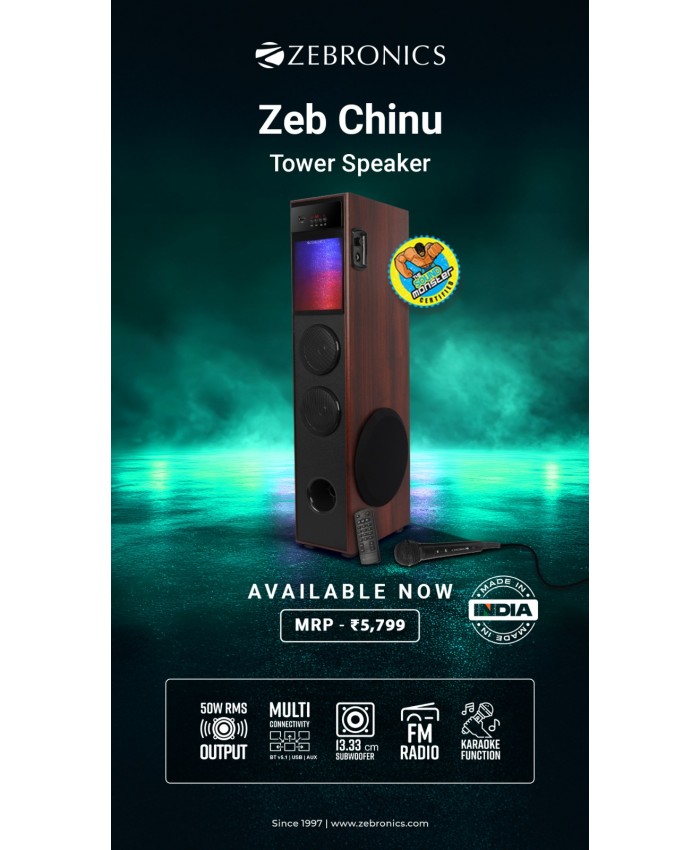 ZEBRONICS COMPUTER MM SPEAKER SINGLE TOWER CHINU