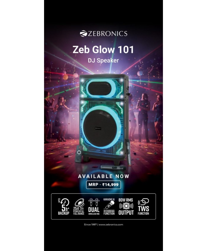 ZEBRONICS SPEAKER TROLLY DJ GLOY 101