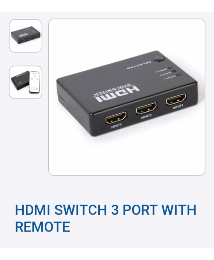RANZ HDMI SWITCH 3 PORT WITH REMOTE